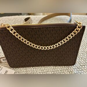 Michael Kors Brown Gold MK Signature Waist Bag Fanny Pack Belt Bag Small NWT